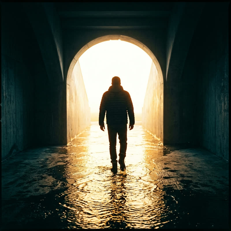 Do It Scared cover art: chalk-whitened hands frozen mid-clap, a burst of chalk dust lit by an ember-orange rim light against deep indigo shadow in a dark pre-dawn gym